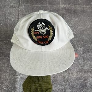 Mens Vintage 70's Indy 500 Ford Mustang Pace Car White Mesh Trucker Snapback Hat